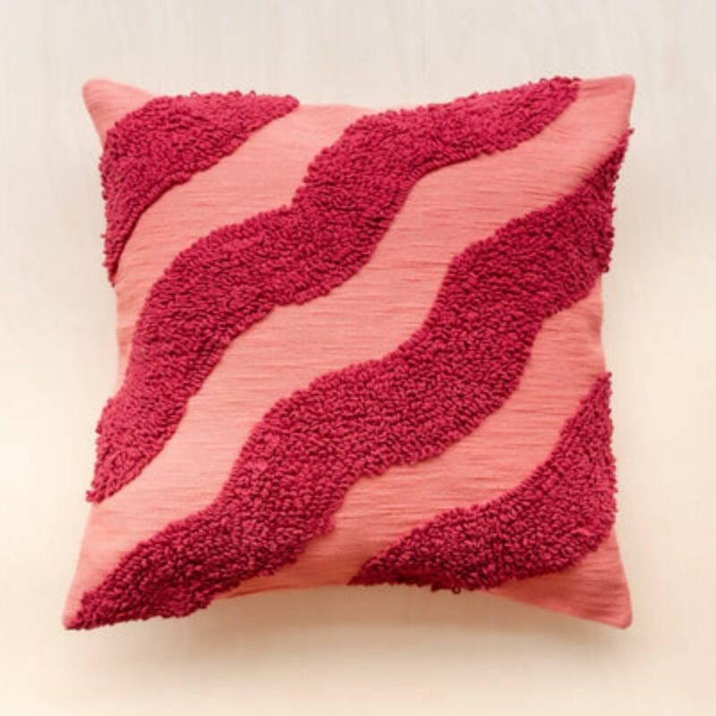 Tartan Blanket Co. - Textured Wave Cushion - Magenta - £42.00