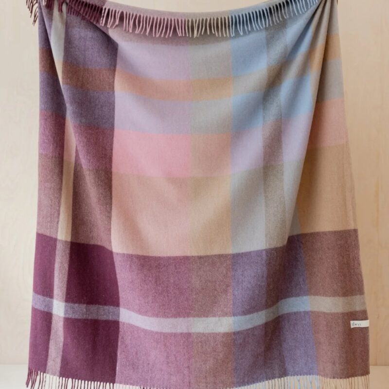 Tartan Blanket Co. - Recycled Wool Blanket - Berry Oversized Patchwork Check - £80.00 