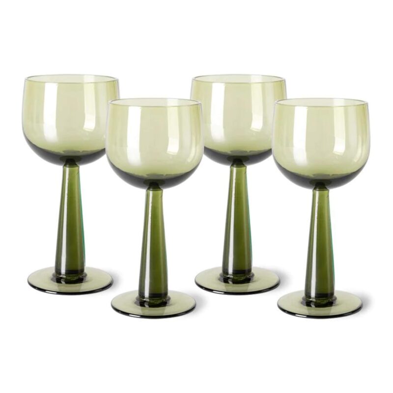 HK Living - The Emeralds Olive Wine Glasses - £55.00