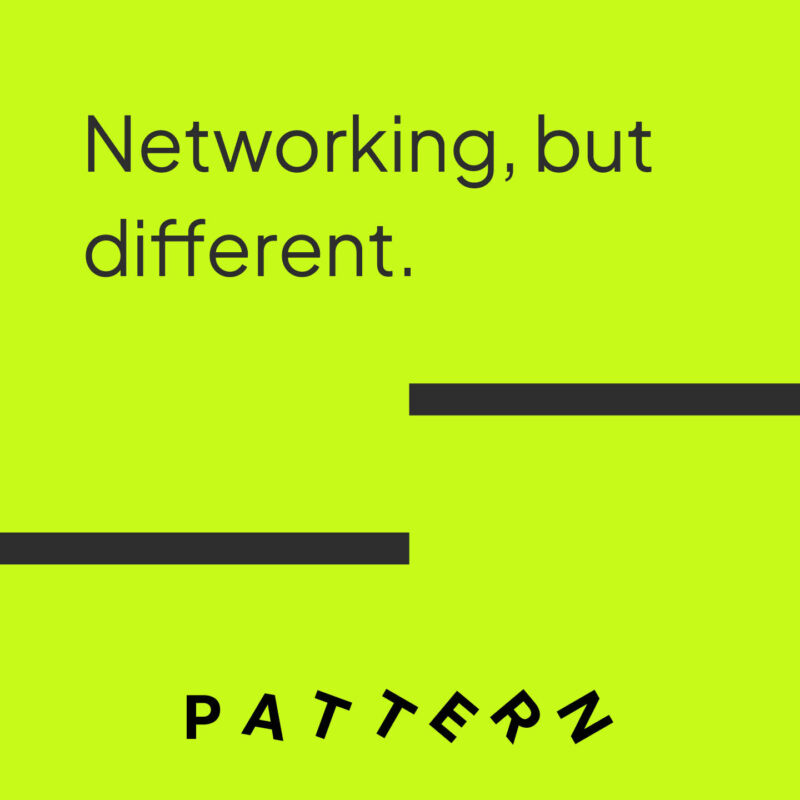 Fluorescent green background overlaid with simple black text. It says Networking but different.