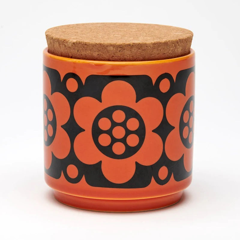 Hornsea Storage Jar - Geo Flower Orange - £29.95