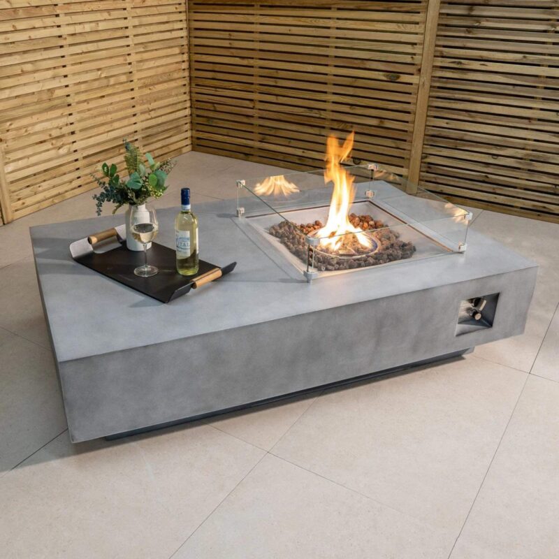 Harbour - Ember Rectangular Firepit Coffee Table in Stone Grey - £699.00