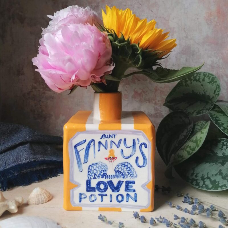 Holly & Co - Aunt Fanny's Ceramic Love Potion Vase (Yellow) - £56.00