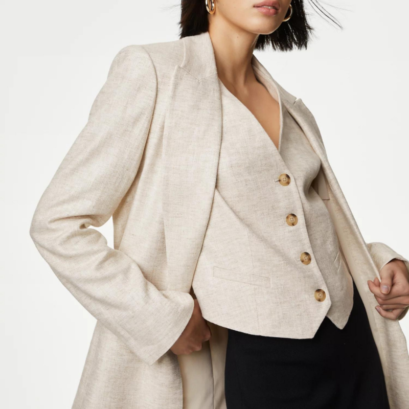 Linen Blend Relaxed Single Breasted Blazer - £59.00