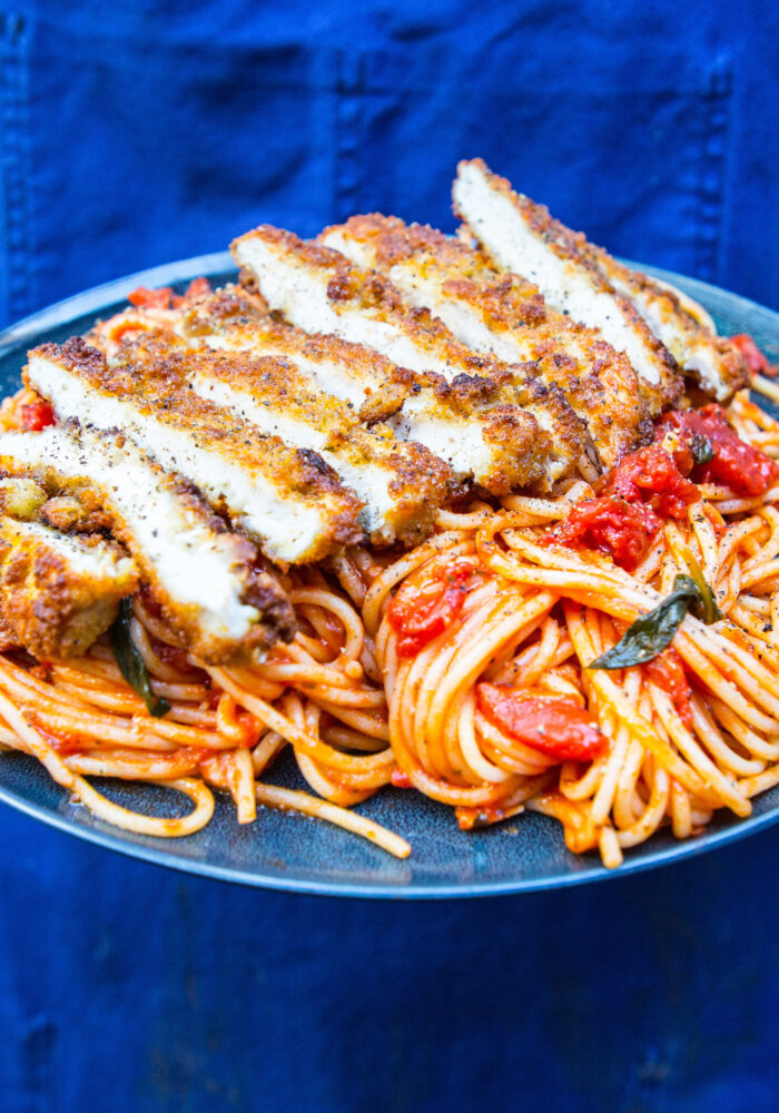 Chicken Milanese spaghetti
