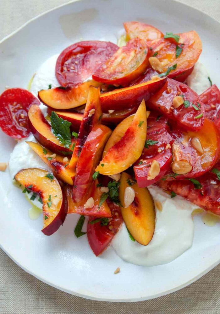 Heirloom tomato and nectarine  salad with whipped feta
