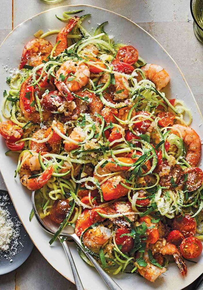 15-minute meals: king prawn and zucchini noodles
