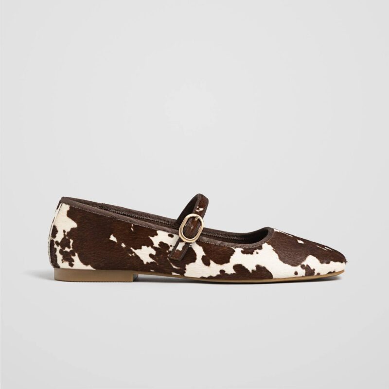 Stradivarius - Leather Animal Print Ballet Flats - £45.99