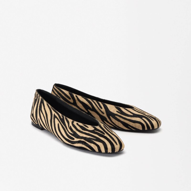 Parfois - Animal Print Leather Ballet Flats - £49.00