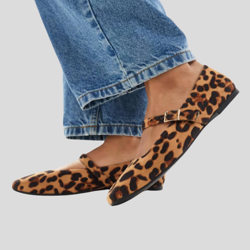  ASOS DESIGN - Lottie Mary Jane Ballet in Leopard - £22.00