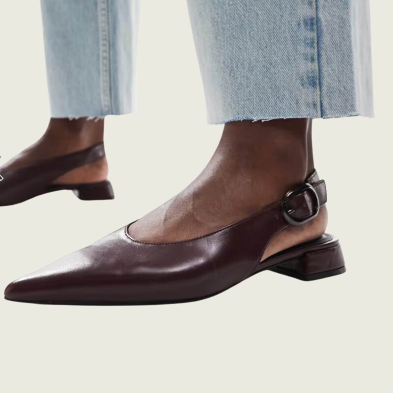 ASOS DESIGN - Leonora Slingback Ballet in Burgundy - £28.00