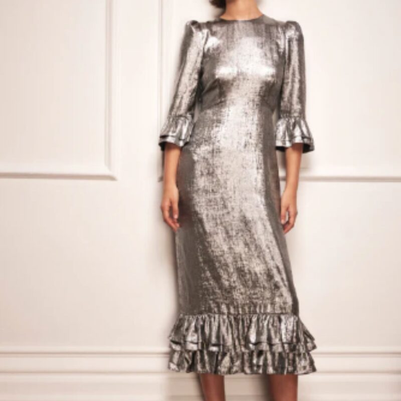 Mint Velvet - Silver Metallic Midi Dress - £189.00