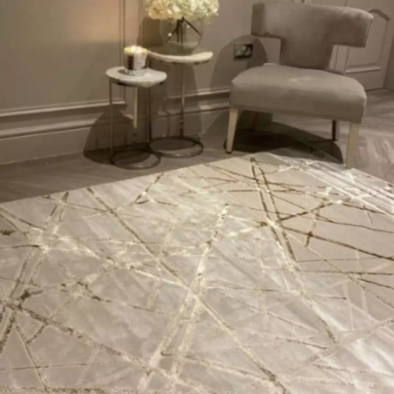 Rowen – Metallic Geometric Velvet Rug – from £119