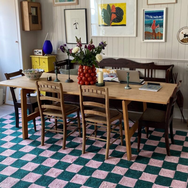 Tate and Darby – Pink and Green Checkered Rug - £495 (was £725)