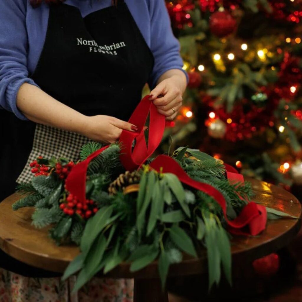 Brockbushes Farm Shop Wreath Making Christmas 2024 Northumberland