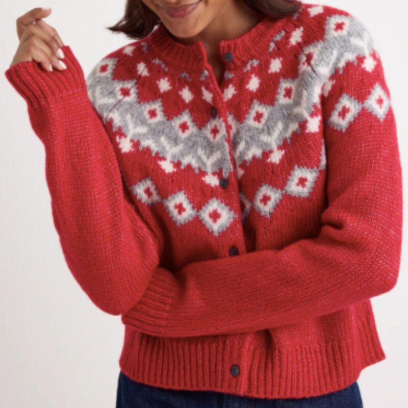  Nobody’s Child – Red Fair Isle Knitted Cardigan - £84.00