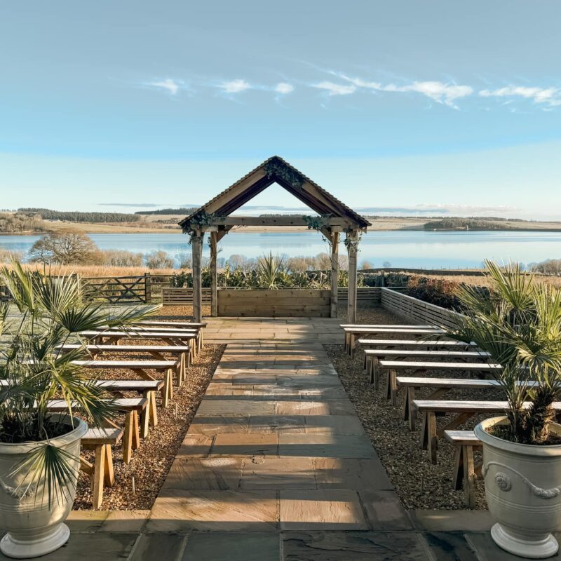 The Byirs ceremony space overlooking Derwent Reservoir