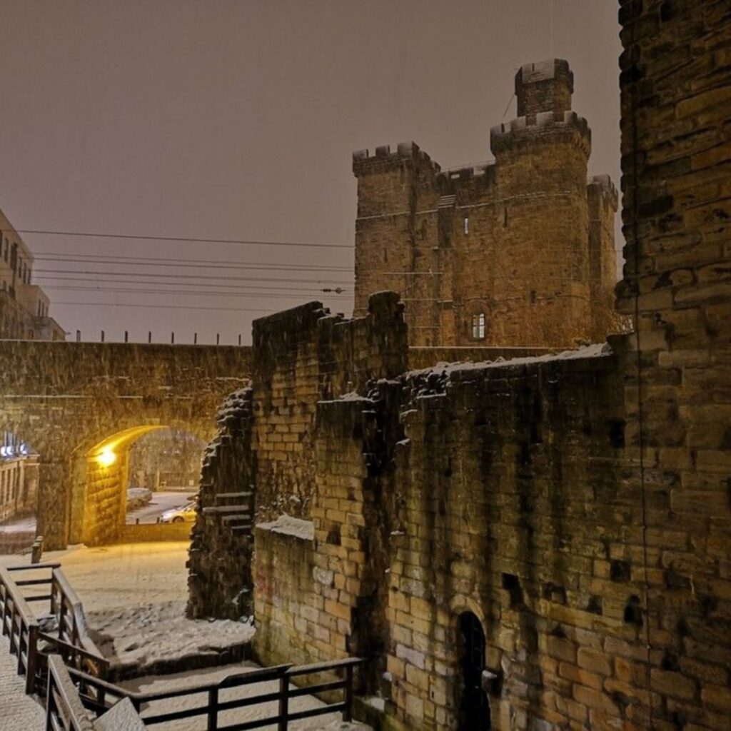 Newcastle Castle in the snow
