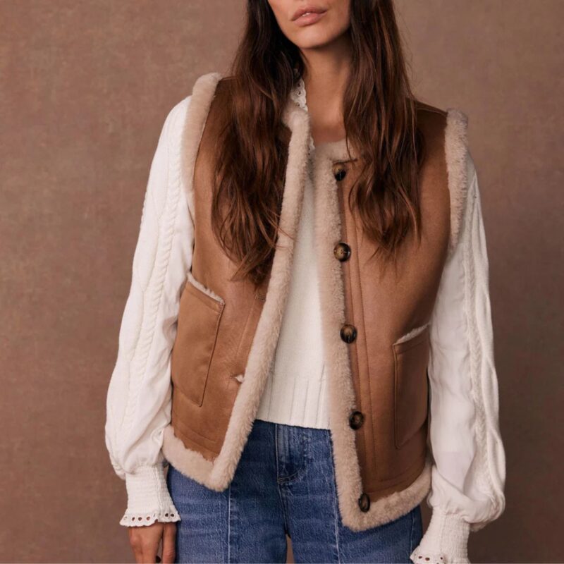 Mint Velvet – Tan Reversible Faux Fur Gilet - £165.00