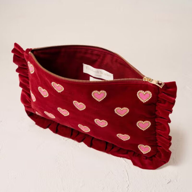 Elizabeth Scarlett – Love Hearts Rough Velvet Pouch - £38.00