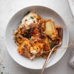Burrata baked ravioli with spinach