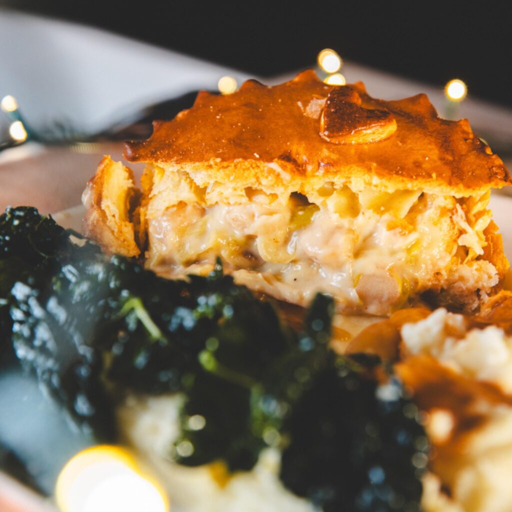 Cheesy leek and butter bean pies