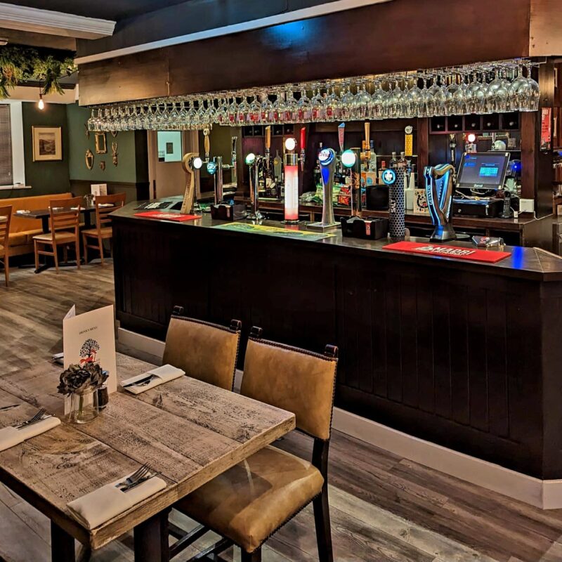 Dining tables and bar at The Fox & Tree gasrtopub, Seaham.