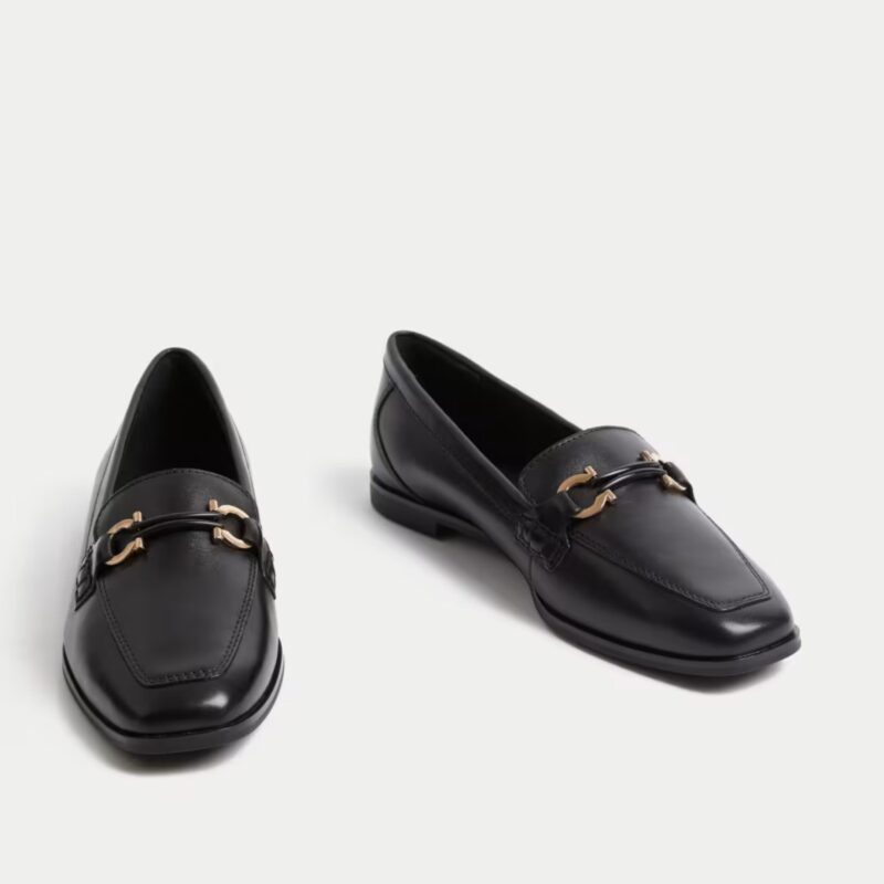 Leather Trim Square Toe Loafers - £45.00
