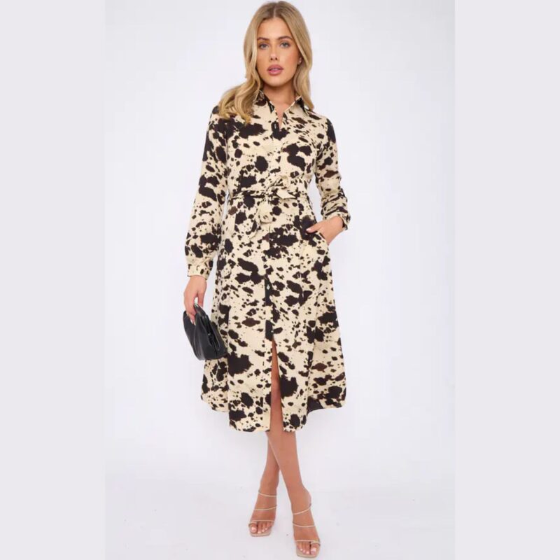 SilkFred – Cow Print Midi Shirt Dress - £36.00