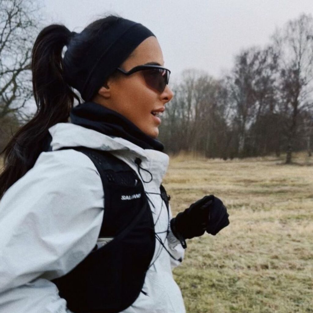 Girl running in the winter