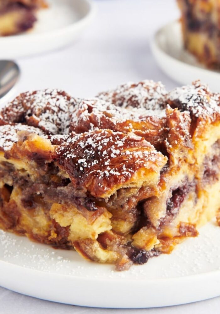Blueberry croissant bread pudding